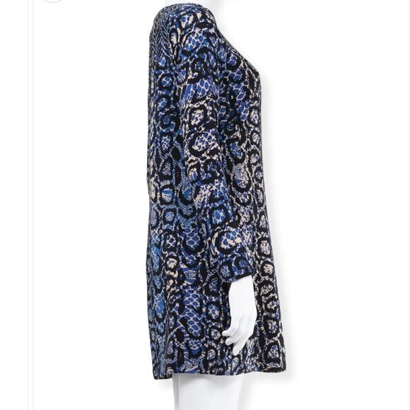 TIBI Silk Python Print Long Sleeve Mini Shift Dress Size 0 NWT - Picture 6 of 11